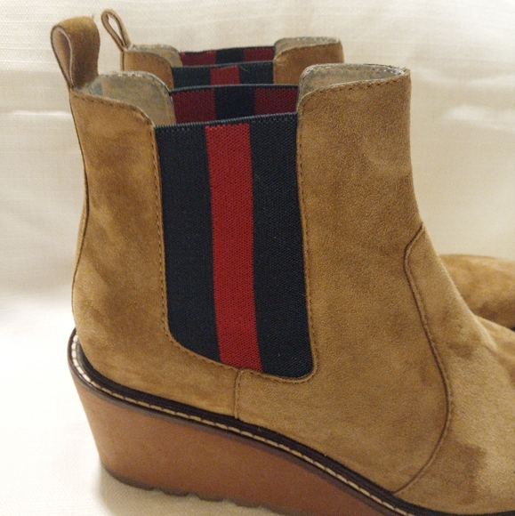 Cecelia New York Tan Suede Gemma Chelsea Wedge Ankle Boot - Picture 5 of 10